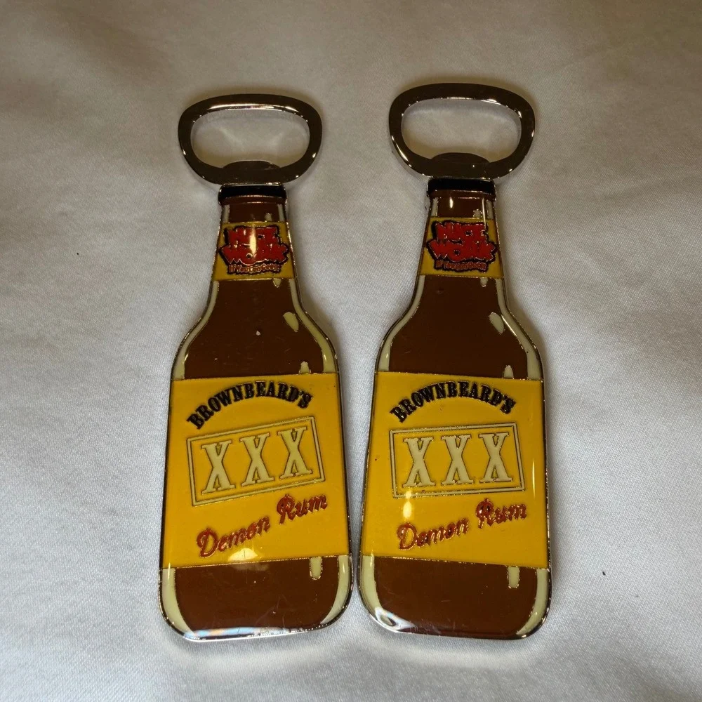 Set‎ of 2 Brownbeards Demon Rum Magnetic Bottle Openers Nice Work Enamel Metal